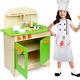 Cucina In Legno Giocattolo Per Bambini Con Pentole E Accessori Gioco 30x60x72cm