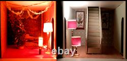 Customised Tri-ang Lunby Christmas Dolls Home House + Furniture No65 + Lighting