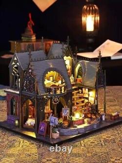 DIY Gothic Dollhouse Kit with LED Light, Collectible Miniature Doll House Toy