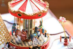 DIY Handcraft Miniature Project Wooden Dolls House Merry Go Round Carousel