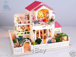 DIY Handcraft Miniature Project Wooden Dolls House My Pink Little Villa