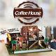 Diy Led Coffee Shop Dollhouse Miniature Wooden Furniture Kit House Xmas Gifts