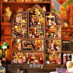 DIY Miniature Dollhouse Kit With Furniture Lights Assembly Wooden Town Model Gifts