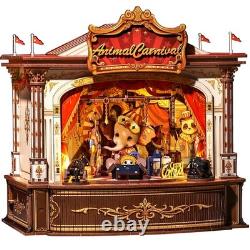 DIY Miniature Wooden Music Box Dollhouse Kit Animal Carnival 3D Puzzle Handmade
