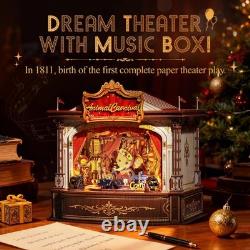 DIY Miniature Wooden Music Box Dollhouse Kit Animal Carnival 3D Puzzle Handmade