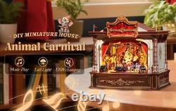 DIY Miniature Wooden Music Box Dollhouse Kit Animal Carnival 3D Puzzle Handmade