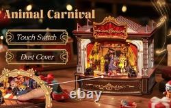 DIY Miniature Wooden Music Box Dollhouse Kit Animal Carnival 3D Puzzle Handmade
