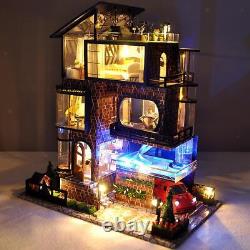 DIY Wooden Miniature Dollhouse Doll House Villa Model Building Kits Toys For