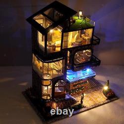 DIY Wooden Miniature Dollhouse Doll House Villa Model Building Kits Toys For