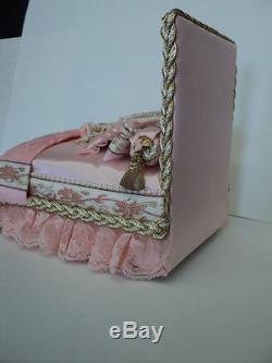 DOLLHOUSE BED/ HANDMADE/ PINK With BEDDING