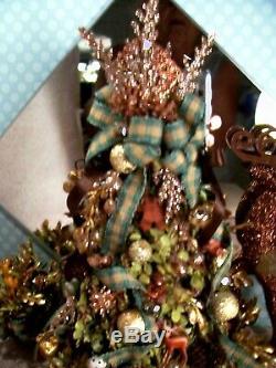 DOLLHOUSE, Fairy Miniature Christmas Tree Artisan Handcrafted 8 Pc Woodland OOAK