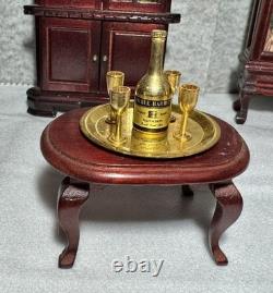 DOLLS HOUSE PARLOUR SET Clock, Cabinets, Secretary Desk & MACK Miniatures- VTG
