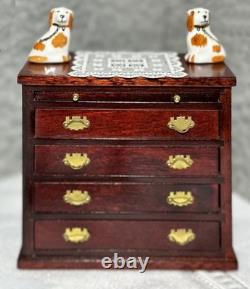 DOLLS HOUSE PARLOUR SET Clock, Cabinets, Secretary Desk & MACK Miniatures- VTG