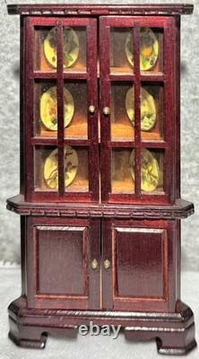 DOLLS HOUSE PARLOUR SET Clock, Cabinets, Secretary Desk & MACK Miniatures- VTG