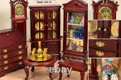 DOLLS HOUSE PARLOUR SET Clock, Cabinets, Secretary Desk & MACK Miniatures- VTG