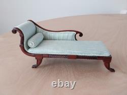 David Booth Miniature Dolls House Chaise Lounge In Striped Silk
