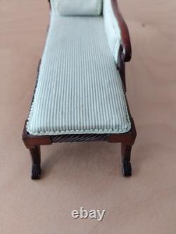 David Booth Miniature Dolls House Chaise Lounge In Striped Silk