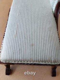 David Booth Miniature Dolls House Chaise Lounge In Striped Silk