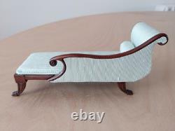 David Booth Miniature Dolls House Chaise Lounge In Striped Silk