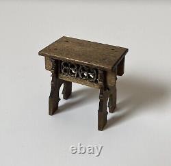 David Hurley Medieval Carved Oak Stool Miniature Dollshouse