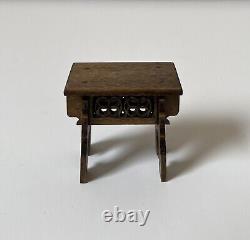 David Hurley Medieval Carved Oak Stool Miniature Dollshouse