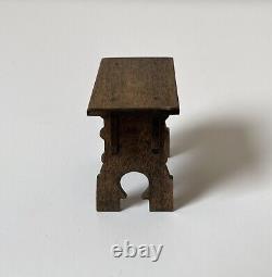 David Hurley Medieval Carved Oak Stool Miniature Dollshouse