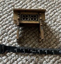 David Hurley Medieval Carved Oak Stool Miniature Dollshouse