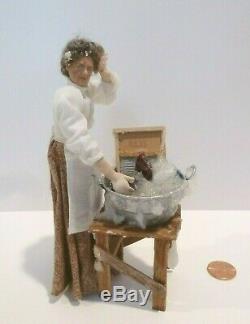 Dawn Adams Miniature Washer Woman Doll With Bucket Of Suds