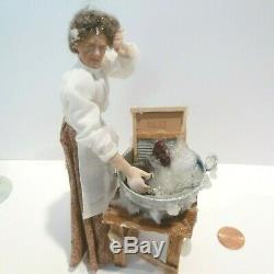 Dawn Adams Miniature Washer Woman Doll With Bucket Of Suds