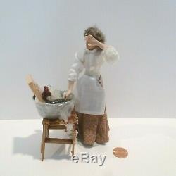 Dawn Adams Miniature Washer Woman Doll With Bucket Of Suds