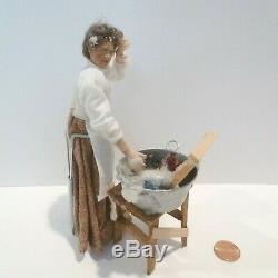 Dawn Adams Miniature Washer Woman Doll With Bucket Of Suds