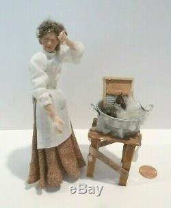 Dawn Adams Miniature Washer Woman Doll With Bucket Of Suds