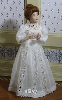 Debra Hammond Victorian Lady Doll White Lace Artisan Dollhouse Miniature DH-M300