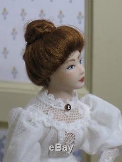 Debra Hammond Victorian Lady Doll White Lace Artisan Dollhouse Miniature DH-M300