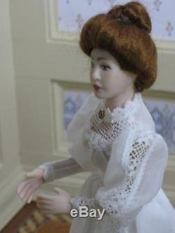 Debra Hammond Victorian Lady Doll White Lace Artisan Dollhouse Miniature DH-M300