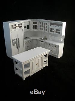 Deluxe Kitchen Set White T5425 dollhouse miniature 8pc 1/12 scale painted wood
