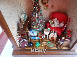 Diorama Christmas Palor Miniature Room Tree Lighted Dollhouse Vintage Ooak 38 Pc