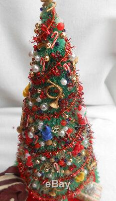 Diorama Christmas Palor Miniature Room Tree Lighted Dollhouse Vintage Ooak 38 Pc