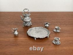 Doll House 112th Scale Miniature Tea Set Artisanal Fine Detail Silver Pewter