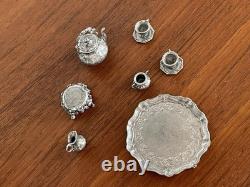 Doll House 112th Scale Miniature Tea Set Artisanal Fine Detail Silver Pewter