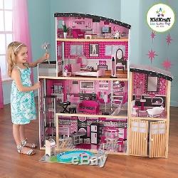 Doll House Furniture KidKraft Play Set Barbie Size Dollhouse Sparkle Mansion
