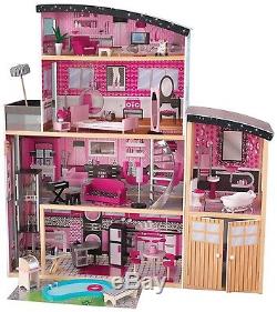 Doll House Furniture KidKraft Play Set Barbie Size Dollhouse Sparkle Mansion