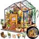 Doll House Kit Greenhouse, Diy Miniature Room With Led Light, Wooden Model Build