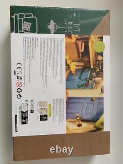 Doll House Kit Greenhouse, DIY Miniature Room with LED Light, Wooden Model Build