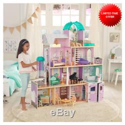 Doll House Large Wooden Kids Play Mansion Furniture Dollhouse Fits Barbie Toy