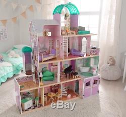 Doll House Large Wooden Kids Play Mansion Furniture Dollhouse Fits Barbie Toy