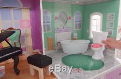 Doll House Large Wooden Kids Play Mansion Furniture Dollhouse Fits Barbie Toy