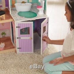 Doll House Large Wooden Kids Play Mansion Furniture Dollhouse Fits Barbie Toy