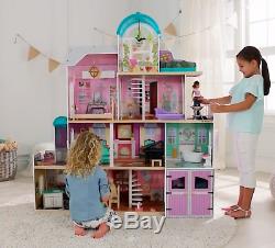 Doll House Large Wooden Kids Play Mansion Furniture Dollhouse Fits Barbie Toy