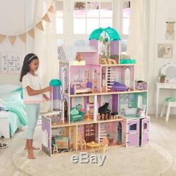 Doll House Large Wooden Kids Play Mansion Furniture Dollhouse Fits Barbie Toy